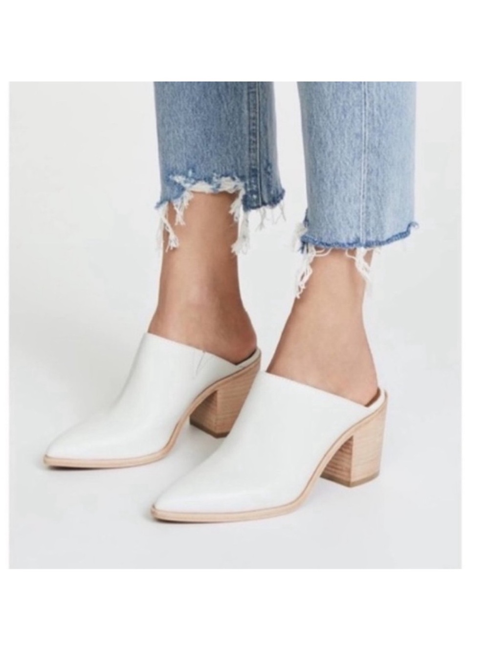 FRYE Flynn Block Heel Leather Mule Pointed Toe Chic Western Country Women’s 7